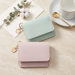 Women's Elegant Minimalist Short Slim Wallet All-match Trendy Mini 3 Bifold Purse RFID Blocking Card Holder Money Clip ID Window Compact Coin Purse Ideal Gift-YY1