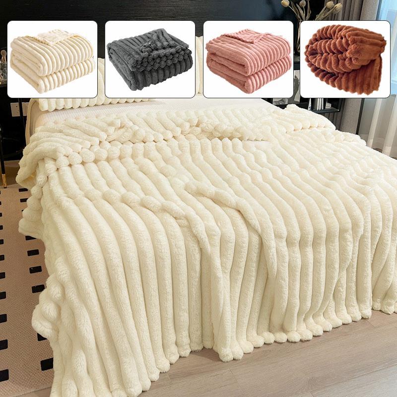 Solid Color Thickened Throw Blanket, 1 Count Soft Comfortable Sofa Blanket without Pillowcase, Warm Home Bedroom Dormitory Office Bedding, Valentine's Day Gift, Fluffy Blanket