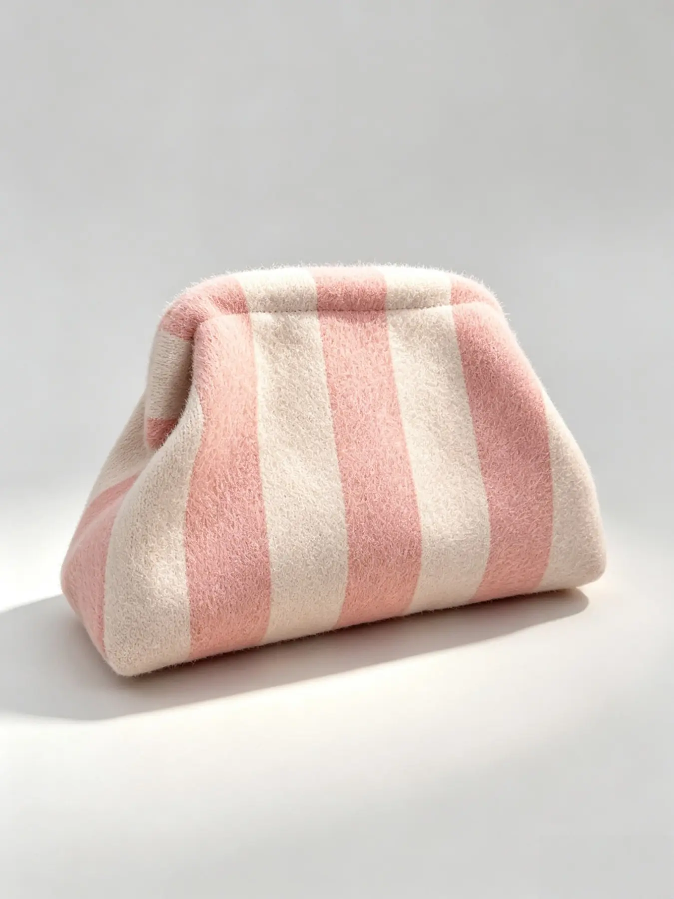 Women's Knitted Striped Cloud Makeup Bag, Versatile Large Capacity Cosmetic Pouch, Elegant Weave Design, Perfect for Everyday Use