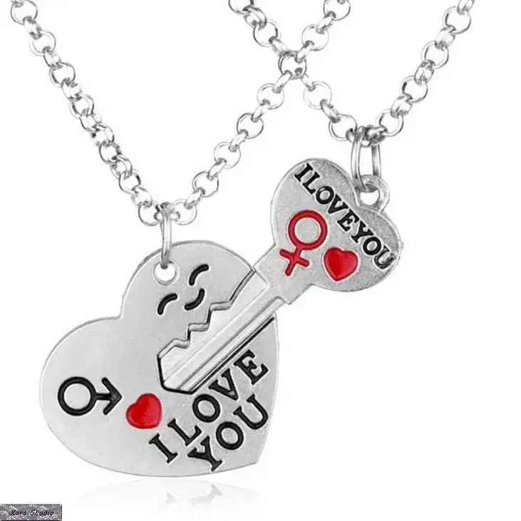 Personalized Couple's Necklace Set, Stainless Steel Matching Lock with Trendy Finish - Custom Made Amour Necklace and Exquisite Jewelry Gift for Valentine's Day, Amour Heart Necklace