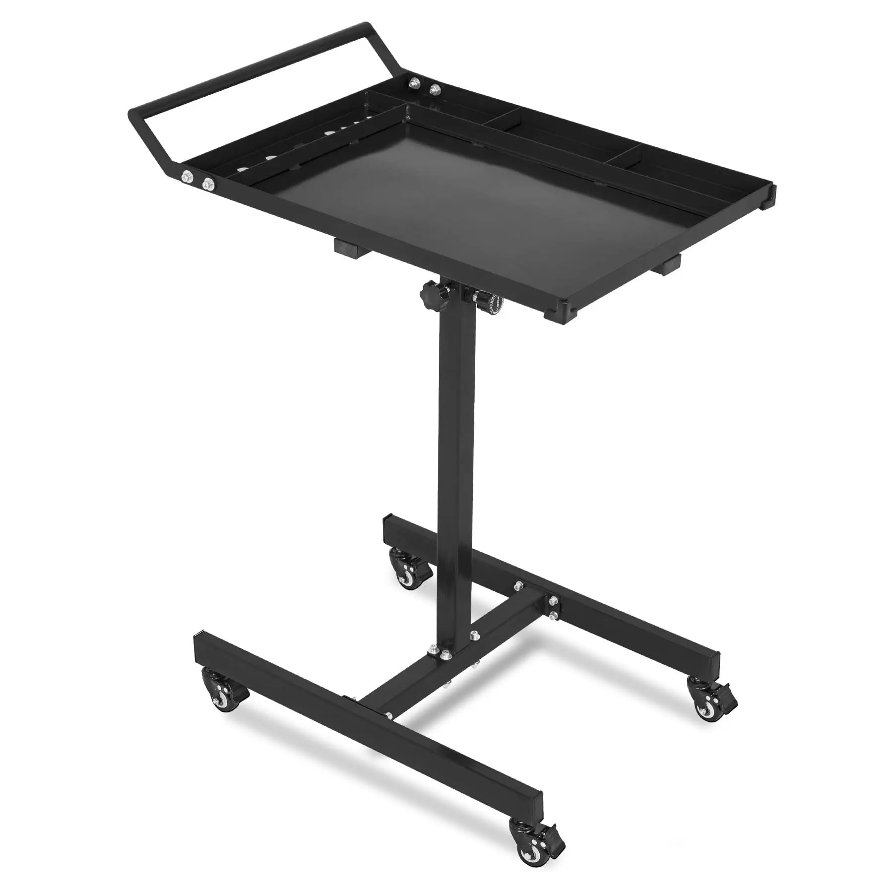 Garvee Heavy-Duty Mobile Workbench with Locking Wheels | Adjustable Height 35"-44.8", 300Lb Capacity Steel Rolling Cart for Garage, Workshop & DIY Projects, Black