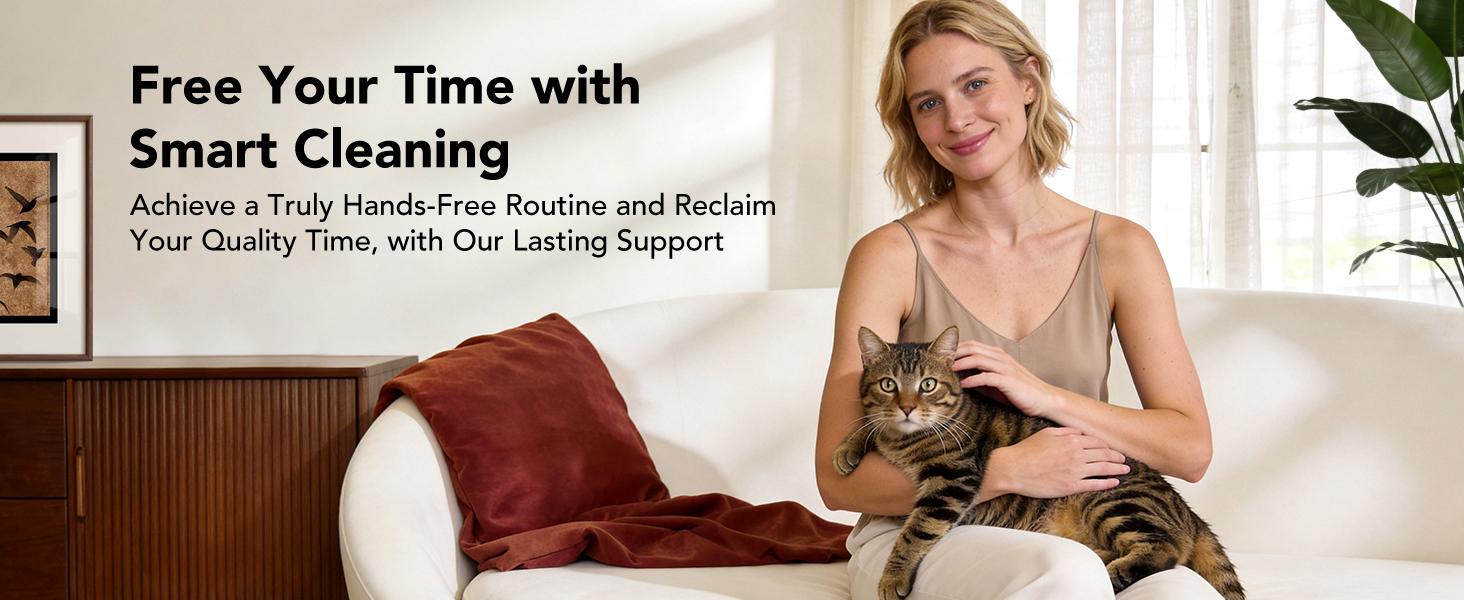 Automatic Cat Litter Box Self Cleaning, Robot Litter Box for Multiple Large Cats, Open Top Auto App Control Ultra-Quiet, Durable, Keep Home Freshness, Wood Grain