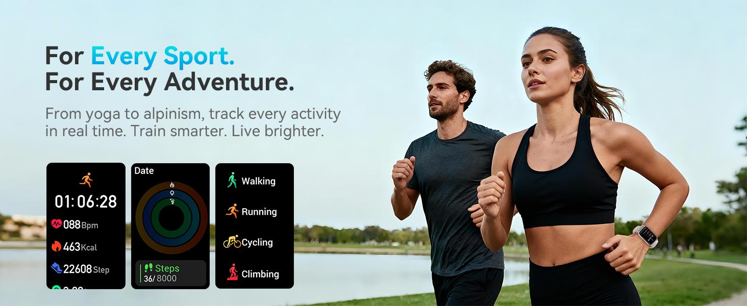 Fitness Tracker for Women Men, Activity Watch Compatible with Android iPhone, Step Counter with 110+ Sports, Sleep Monitor, Calorie Counter, IP68 Waterproof (Starlight, 1.57)