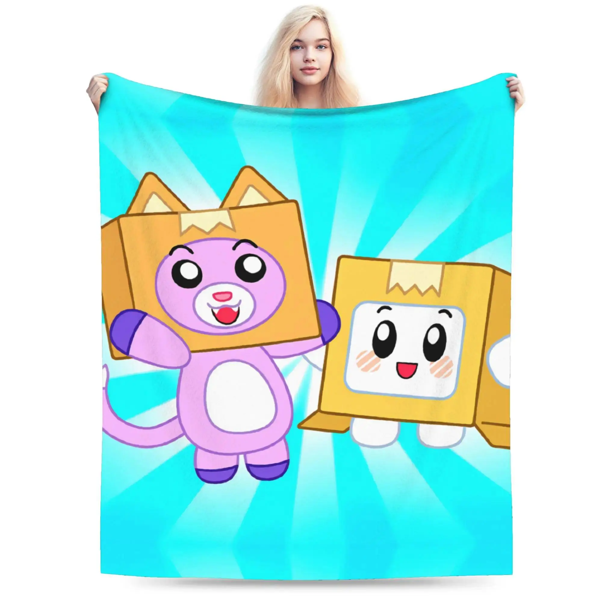 LankyBox Character Flannel Blanket - Diy Look All-Seasons Flannel Fabric, Multi-Size, Stain-Resistant Throw for Airplane Travel, Bedroom, Fan Collection
