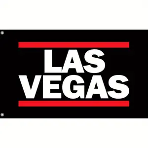 1 piece of Las Vegas flag with hip-hop style bold white letters and red stripe design - 90*150cm (3x5ft) polyester outdoor decoration, suitable for home, events, parties - no electricity required, urban style decoration, durable fabric