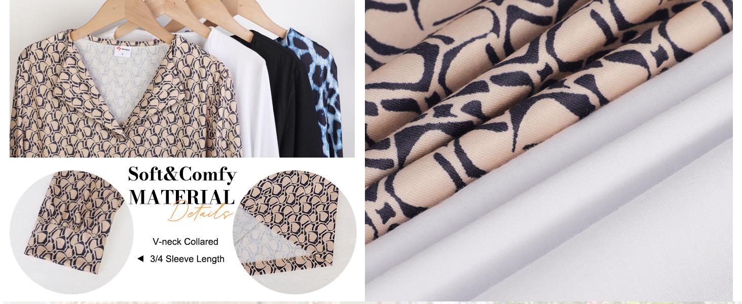 WIHOLL 3/4 Length Sleeve Womens Tops Dressy Casual Blouses Summer Spring Trendy Business Outfits Fashion Clothing WIHOLL 3/4 Length Sleeve Womens Tops Dressy Casual Blouses Summer Spring Trendy Business Outfits Fashion Clothing