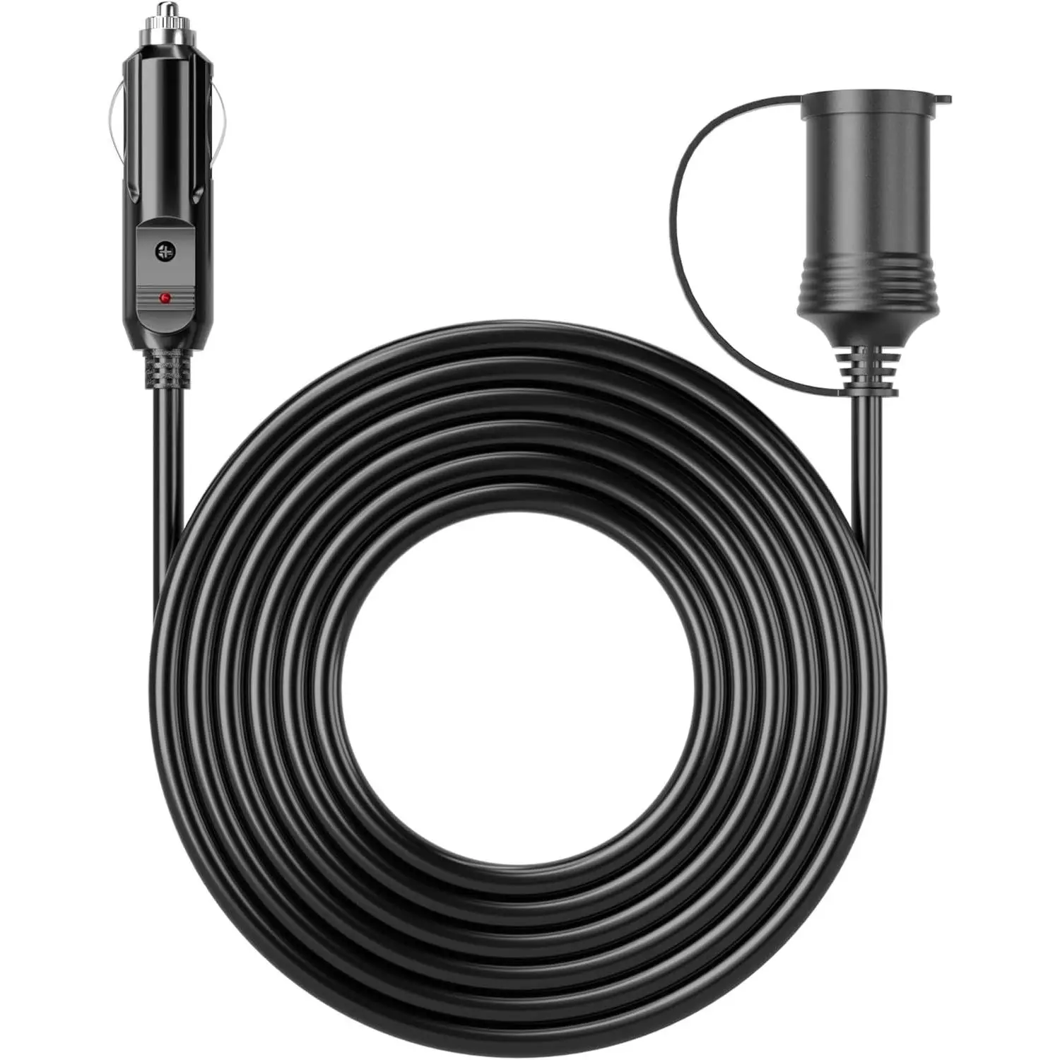 12FT 12V Cigarette Lighter Extension Cord 16AWG, Male to Female Socket 72W/6A Extension Cable with LED Light for Air Compressors, Mini Fridges, Car Vacuums and Other 12V DevicesGift.
