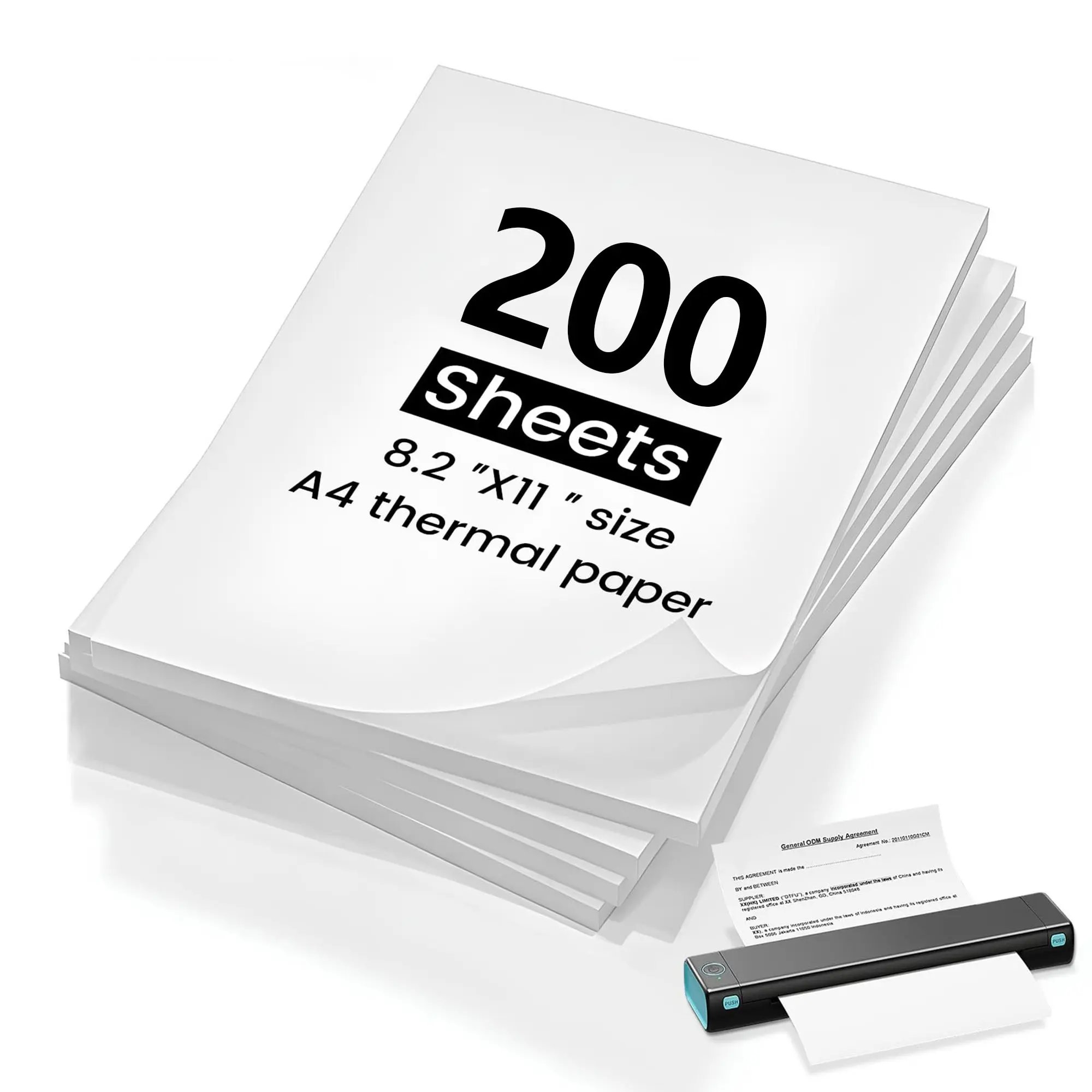 200 Sheets A4 Thermal Paper, Foldable Printable Paper, Compatible with Portable Thermal Printers, Ideal for Learning, Office, Home Use