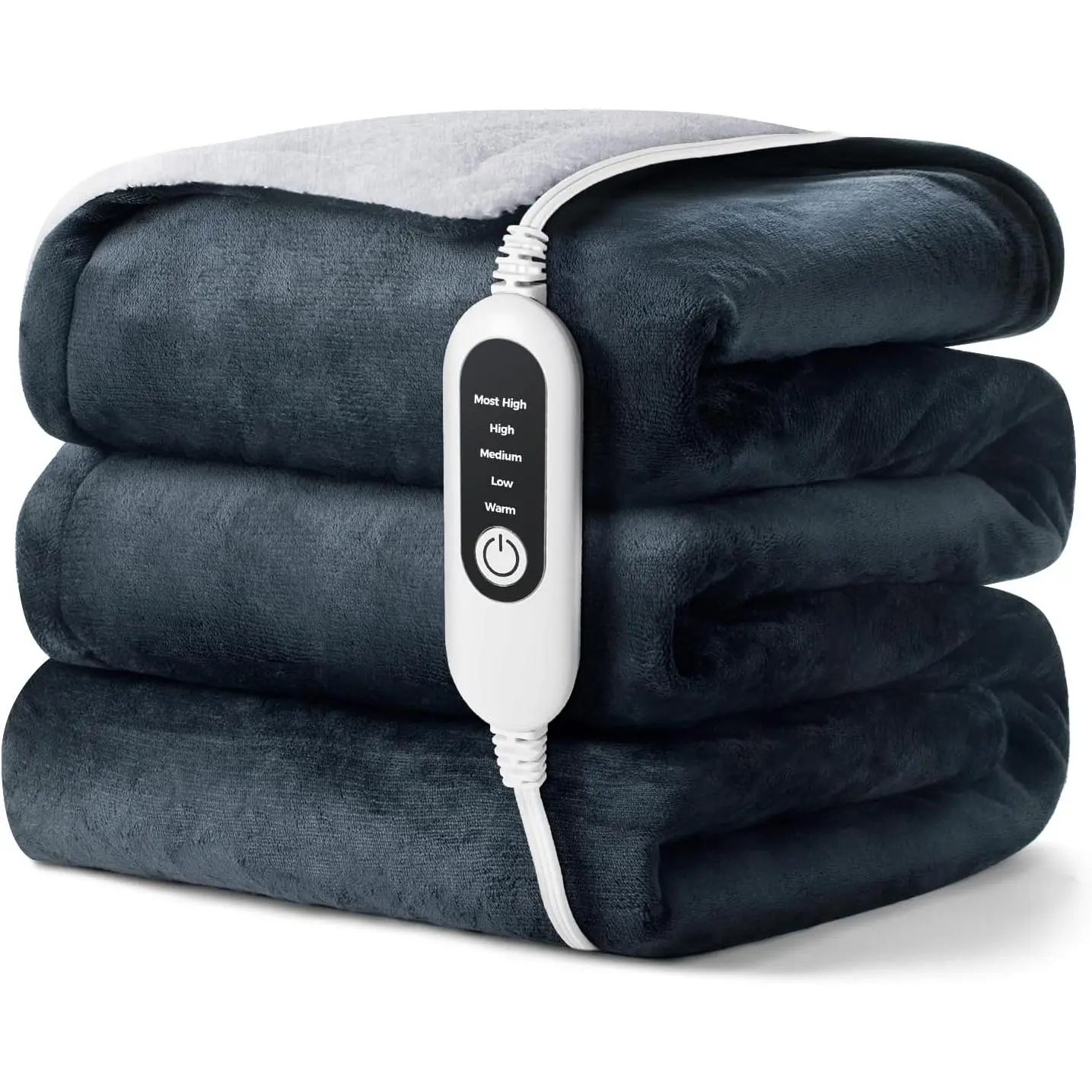 Electric Heated Blanket, Soft Flannel Fabric Heating Blanket with 5-Level Temperature Adjustment Machine Washable ETL Certified Double-Sided Heating