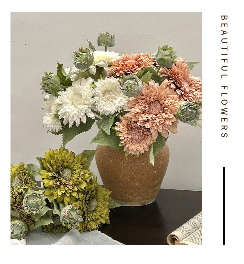 Teddy sunflower artificial flower for living room entrance decoration, faux flower ornament, vintage hand-held bouquet