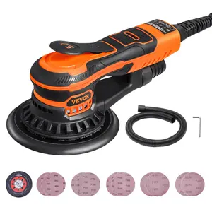 VEVOR Random Orbital Sander 6-Inch, 350W Brushless Orbital Sander, 10, 000 PRM 6 Variable Speed Electric Palm Sander with 10PCS Sandpapers, Dust Connector Hose for Woodworking Detailing Sanding