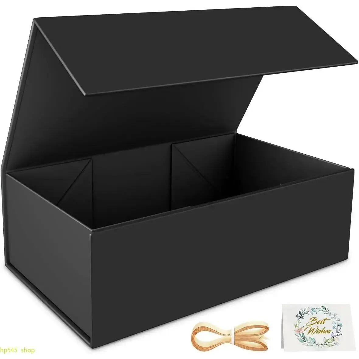 Classy Lid-Top Rectangle Black Gift Box, 9.5x6x3 in - Sturdy Foldable Magnetic Closure Collapsible Packaging for Groomsman Proposal, Party, Gift Wrapping, Anniversary Box, Classy Gift Box homedecor