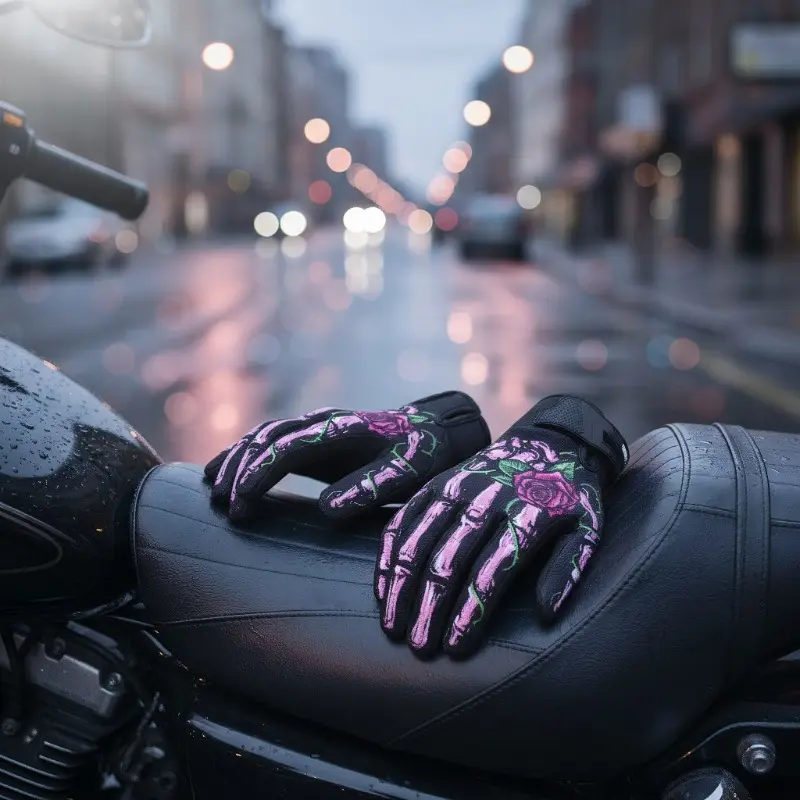 Full Finger Touch Screen Cycling Gloves, Ghost Claw Joker Skull Design for Motorcycle and Mountain Bike Riding, Motorcycle Protective Gear