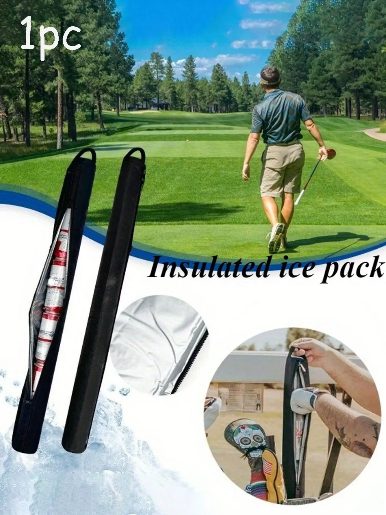 Golf Ball Insulated Bag, Outdoor Sports Cooler, Keeps Cold 3-6 Hours, Holds 7 Cans, Portable, Shoulder Design, Durable, High-Quality