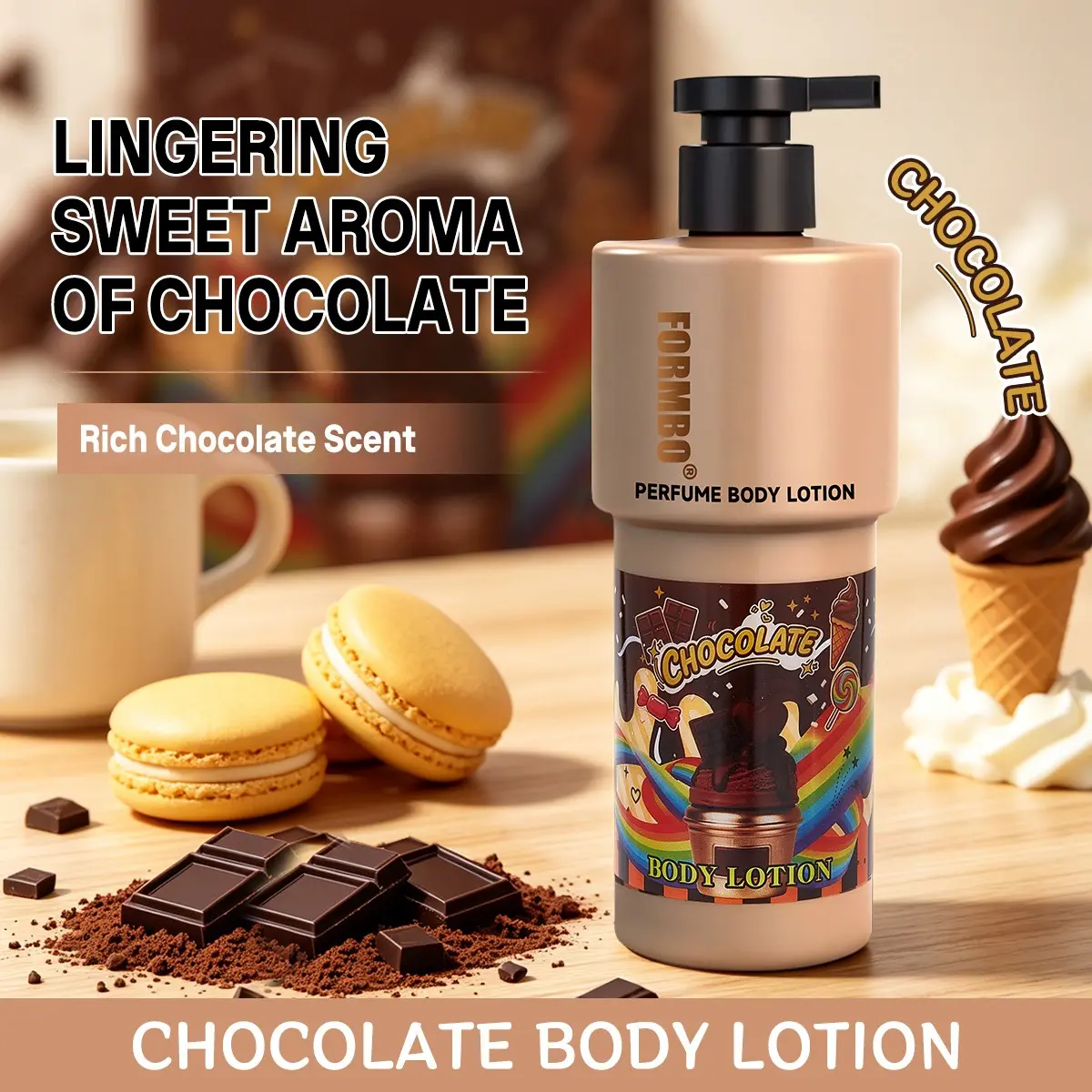 458ML Bestselling Food-Infused Body Lotion, Chocolate Vanilla Milkshake Scent, Long-Lasting Moisturizing Body Lotion, Moisturizer, Body Care Moisturizer, Perfect Gift