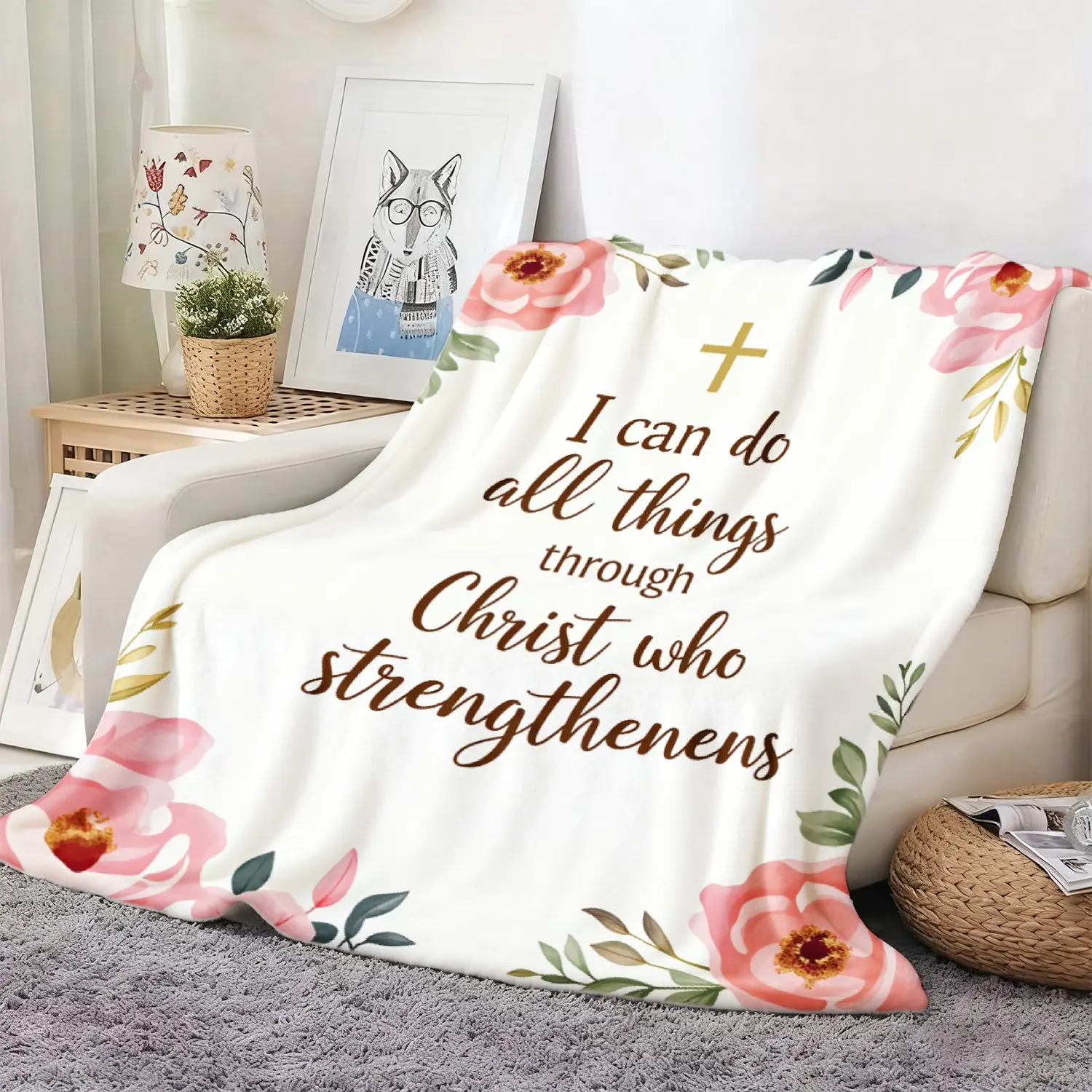 Soft Cozy Flannel Bible Verse& Scripture Blanket- Bedspread Suitable for, Machine Washable Bedspread for Sofa, Camping, Bed- Comfortable Gift for, Spiritual Reading Bedspread, -280GSM
