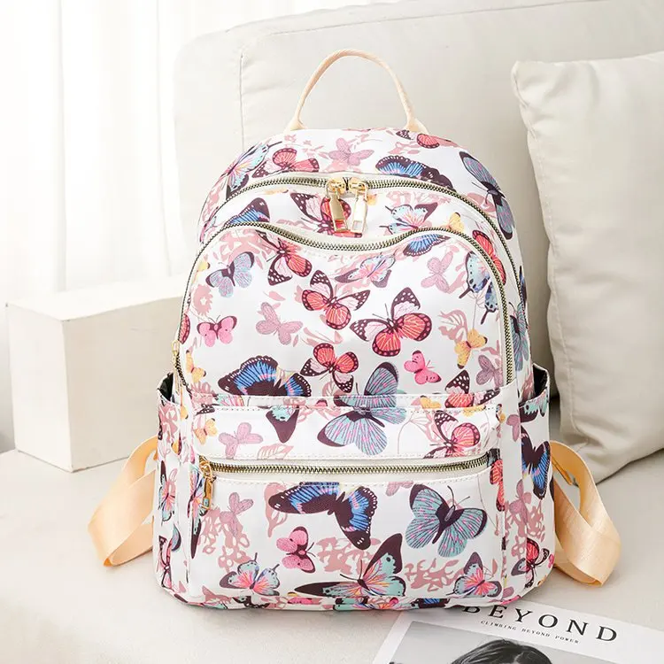 2026 New Fashion Temperament Small Fresh Versatile Women's Backpack Butterfly Print Backpack Student Bag