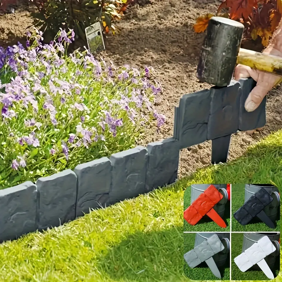 Rustic Style Outdoor Interlocking Plastic Garden Fence, Garden Courtyard Decorative Barrier, Foldable Easy Storage Home Gardening Small Enclosure