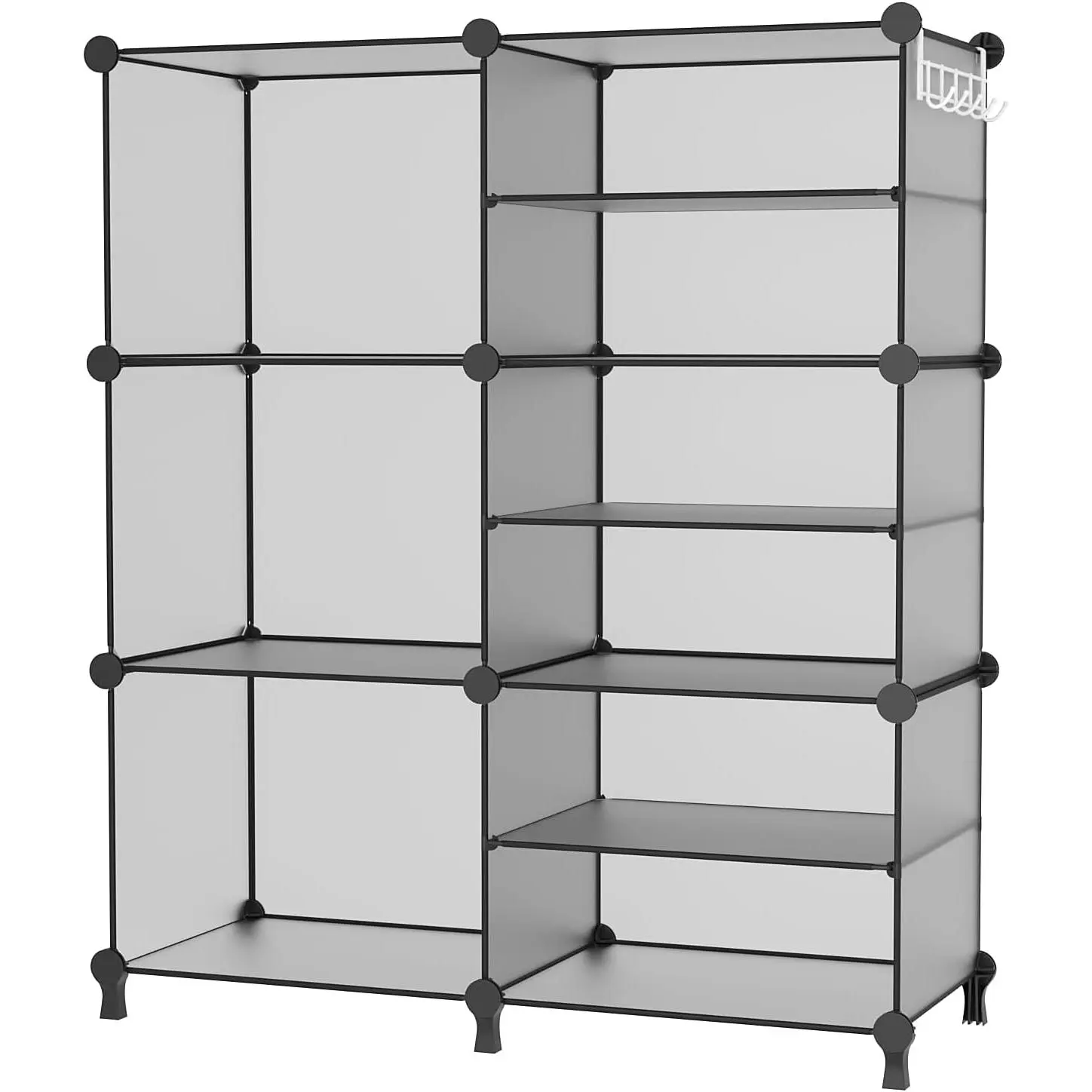 6 Cube Closet Organizer Storage Shelves, Grey | Portable Closet Clothes Organizers Storage Shelf DIY Stackable Cubby Shelving for Closet Bedroom Living Room Office