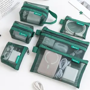 6Pcs Minimalist Transparent Mesh Pouches, Mini Zipper Coin Purses, Portable Digital Organizer Bags for Cards, Keys, Coins, Cosmetics, Travel Accessories