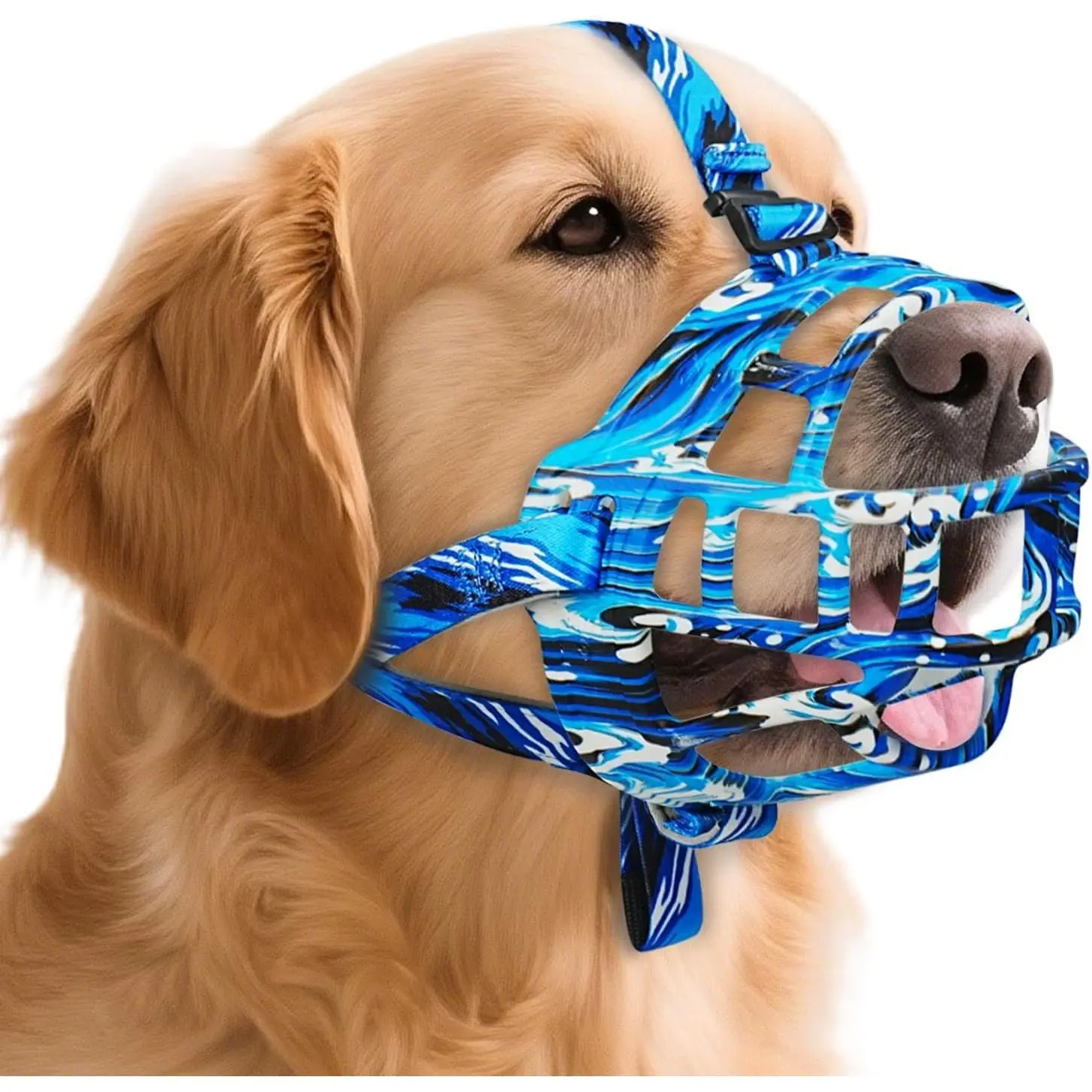 Dog Muzzle to Prevent Biting, Basket Muzzles for Large Medium Small Dogs Allows Panting Drinking Anti Chewing, Perfect for Grooming Trimming Training and Aggressive Reactive Dogs (Blue, Size 4)