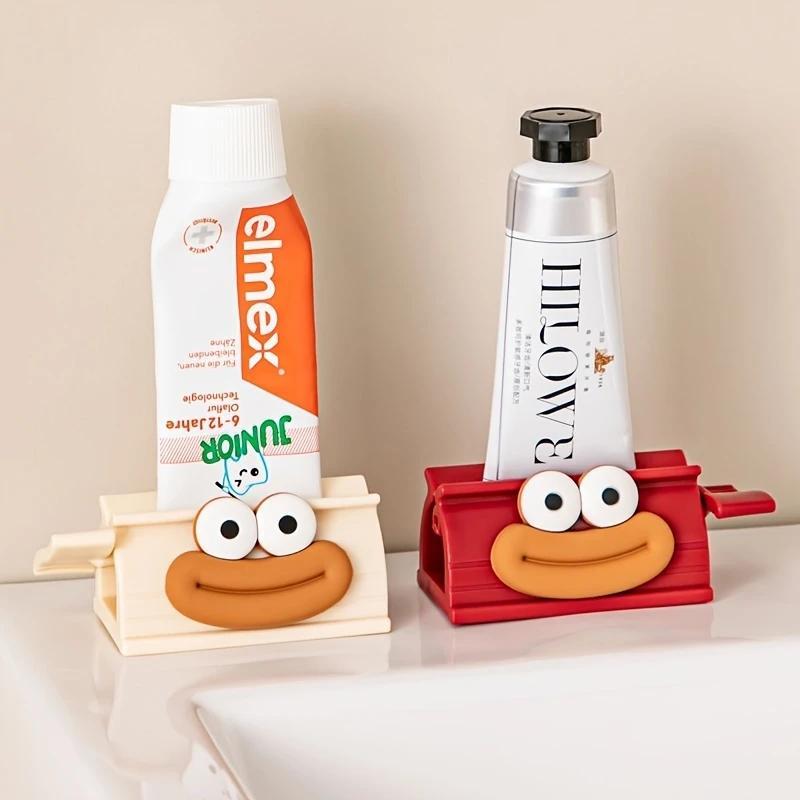 2-Pack Easy Squeeze Toothpaste Dispenser with Cute Big Mouth Design, Manual Bathroom Accessory for Easy Toothpaste Use