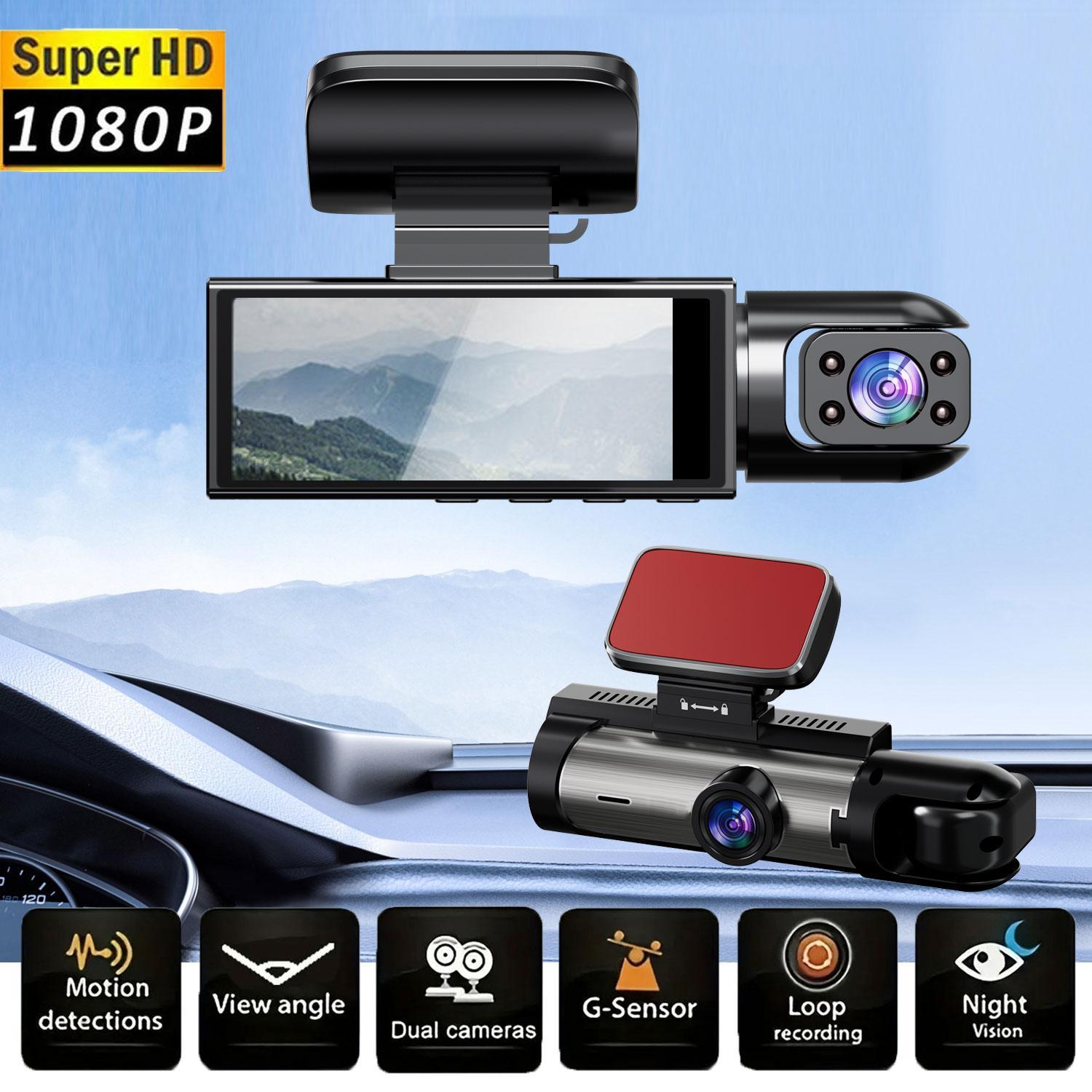 HD 1080P Car Dash Camera with 3.16 Inch IPS Screen, Front & Interior Dual-Lens Traffic recorder with Night Vision, Car Dashboard Wide Angle Driving Recorder, G Sensor, Loop Recording for Universal Car Camera, Car Dashcam