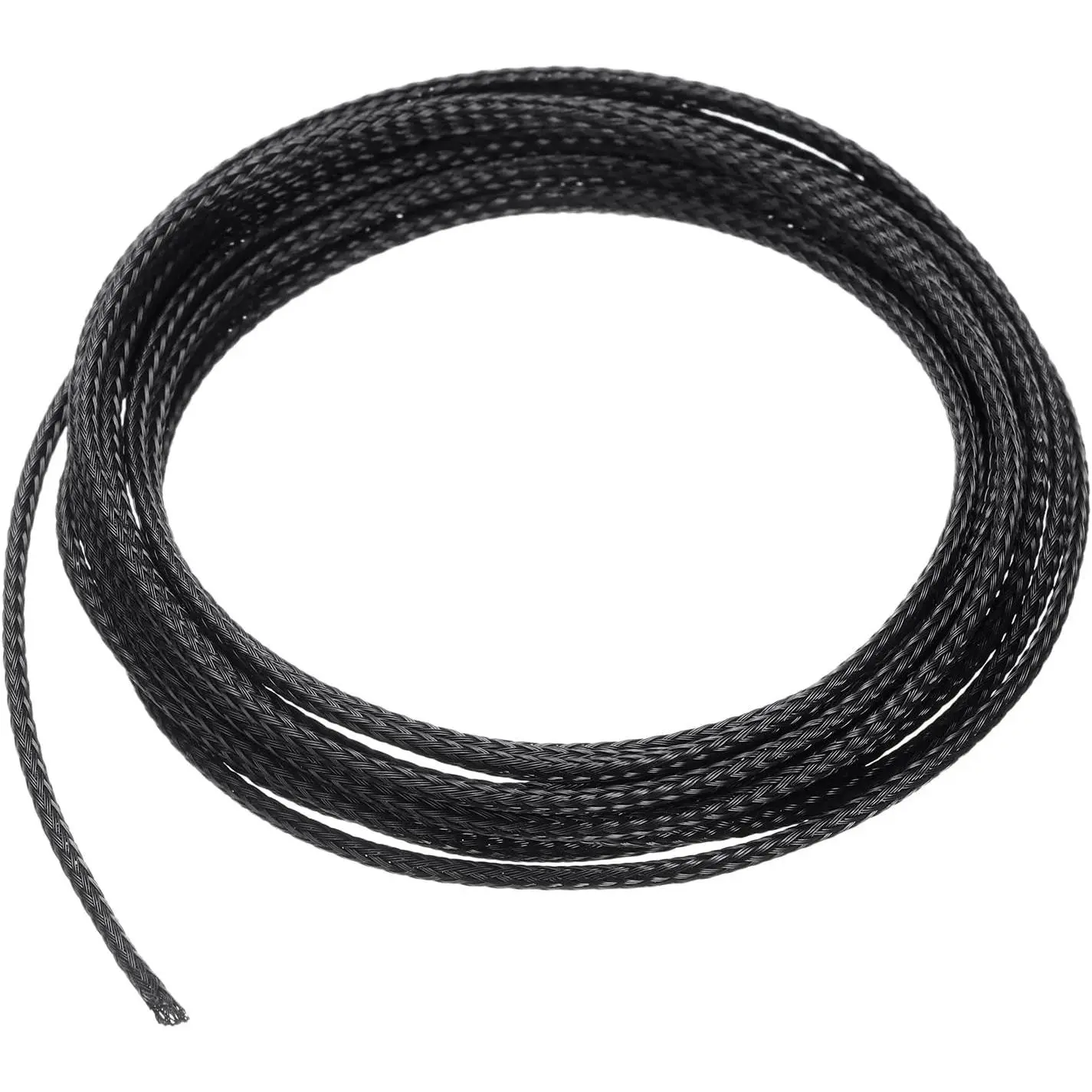 Black Expandable Braided Cord Sleeve - 10 Ft x 1/8 In, Indoor Electrical Wire Management Protector with Protection for TV Audio, Office Devices