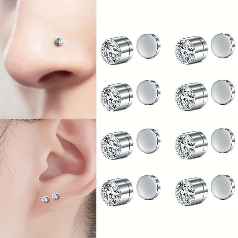 Magnetic Faux Nose Studs, Personalized Punk Style, Fashion Women's Nose Jewelry Set, No Piercing Required, Vintage Style