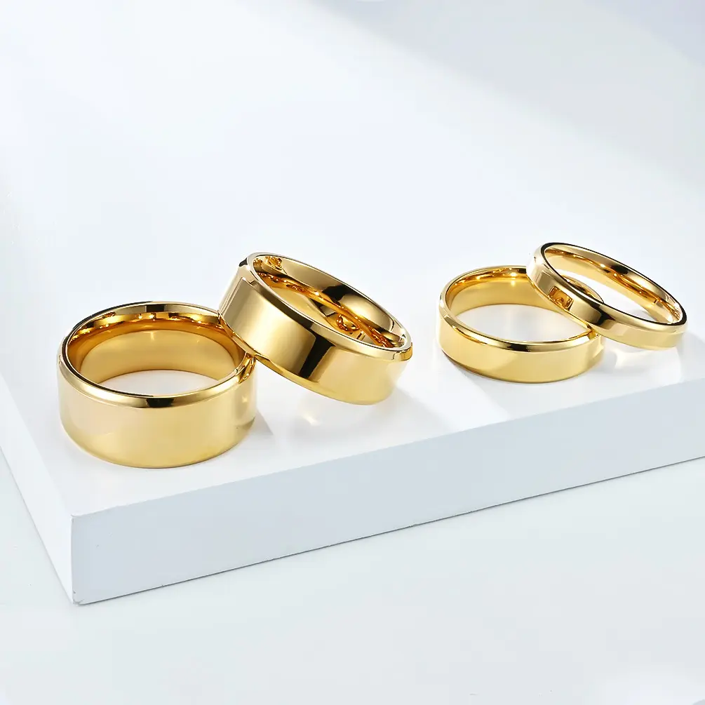 Unisex Polished Plain Stainless Steel Wedding Band Ring for Adults - 3 Colors (Golden/Steel/Black), Multi-Size Widths (4mm/6mm/8mm/10mm), Minimalist Couple Ring, Ideal Gift Choice, 4Mm/6Mm/8Mm/10Mm Width