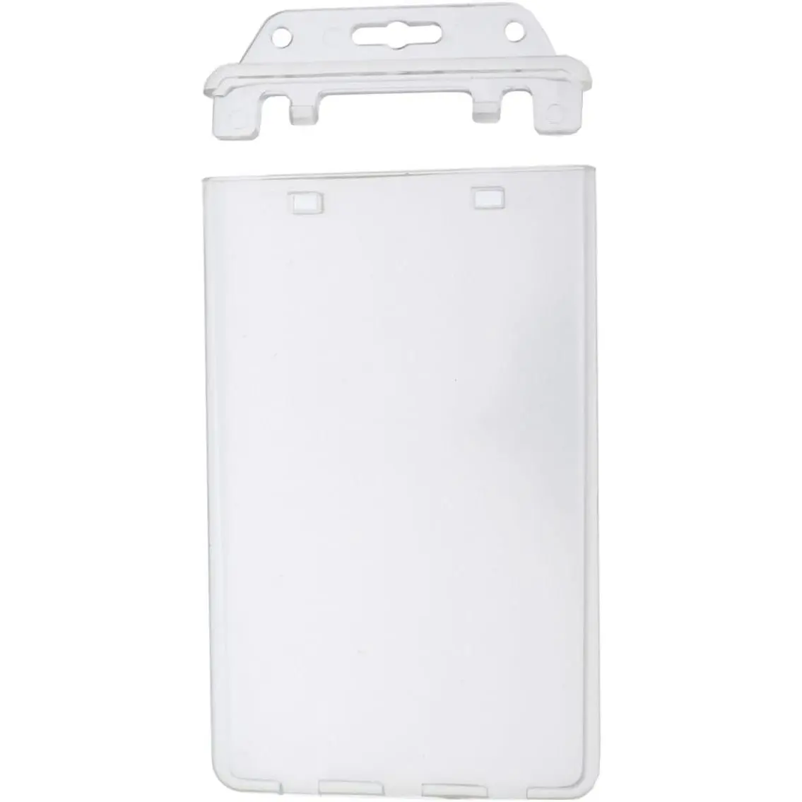 Permanent Locking Hard Plastic Badge Holder - Vertical Clear Heavy Duty Secure Case Holder for One or Two I'd Cards