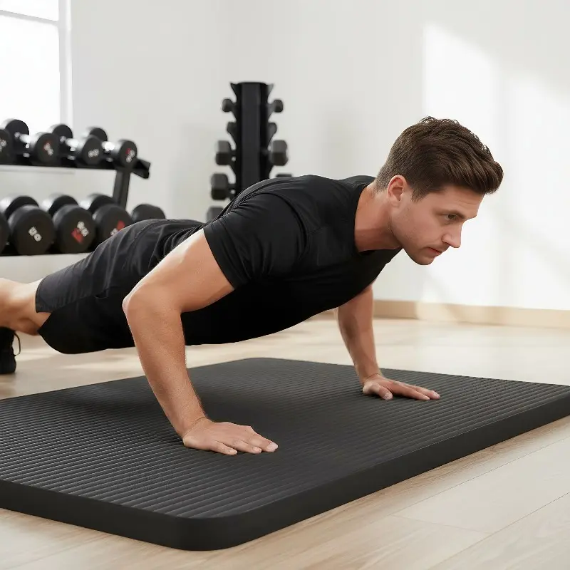 Solid Extra-Thick Non-Slip Yoga Mat with Carrying Strap - Unisex Wear-Resistant Workout Floor Mat for Home Gym, Stretching, and Cardio, Exercise Equipment Mat, Workout Floor Mats For Home Gym
