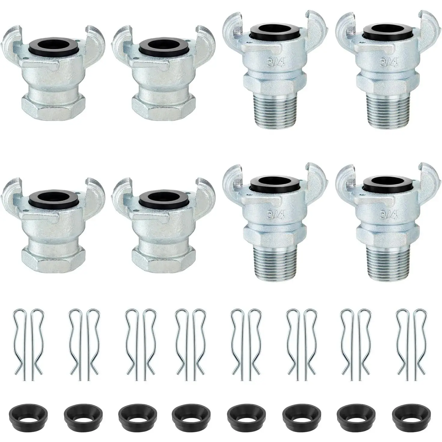 8PCS 3/4'' NPT Iron Air Hose Fitting Universal Coupling Chicago Fitting for Male End and Female End