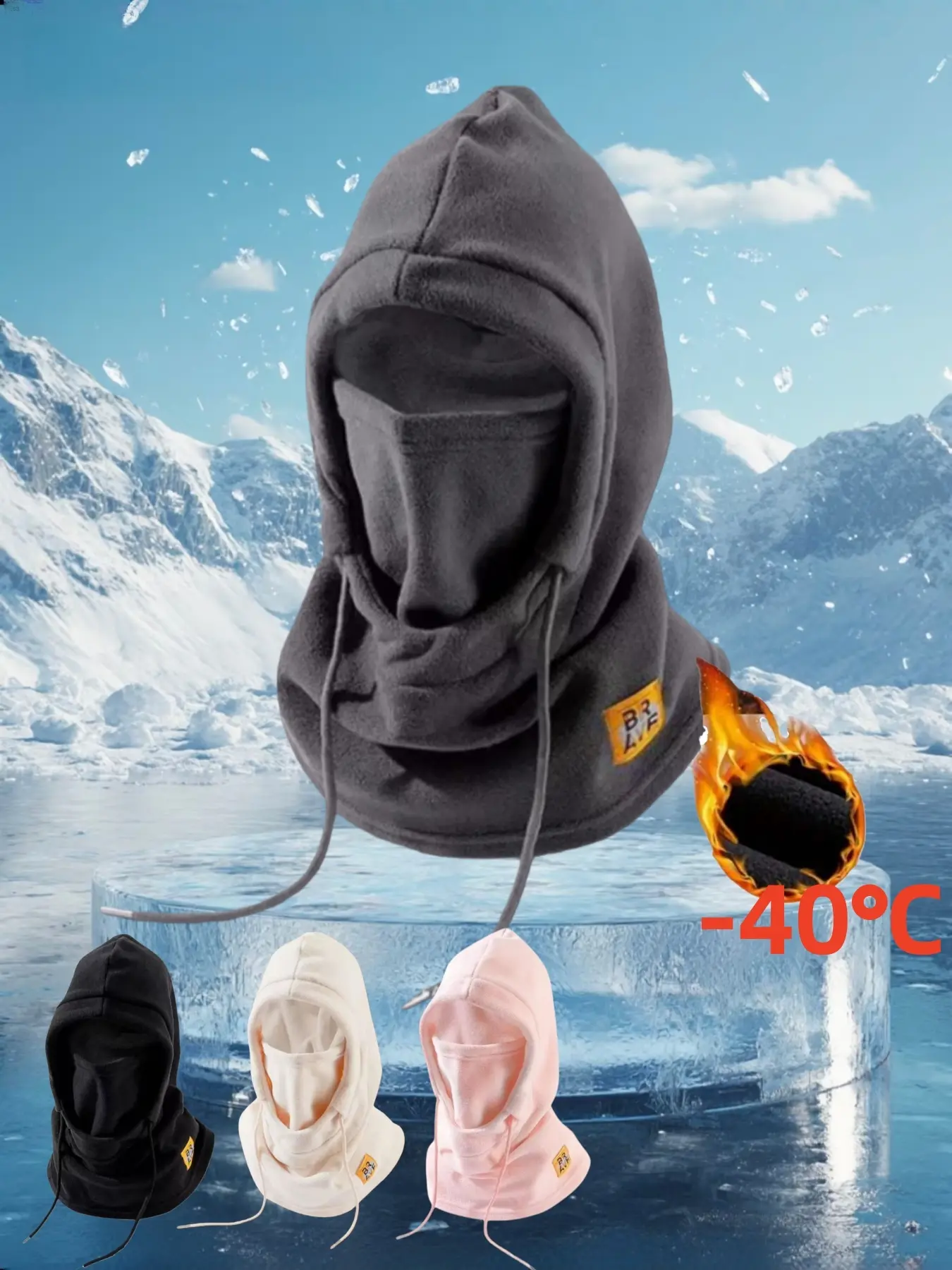 Unisex Solid Color Drawstring Design Hooded Outdoor Hiking Hat, Casual Windproof Warm Hat for Fall & Winter, Fashion Accessories for Men & Women, Beanie Hats