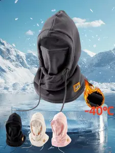 Unisex Solid Color Drawstring Design Hooded Hiking Hat, Casual Windproof Warm Hat for Fall & Winter, Fashion Accessories for Men & Women