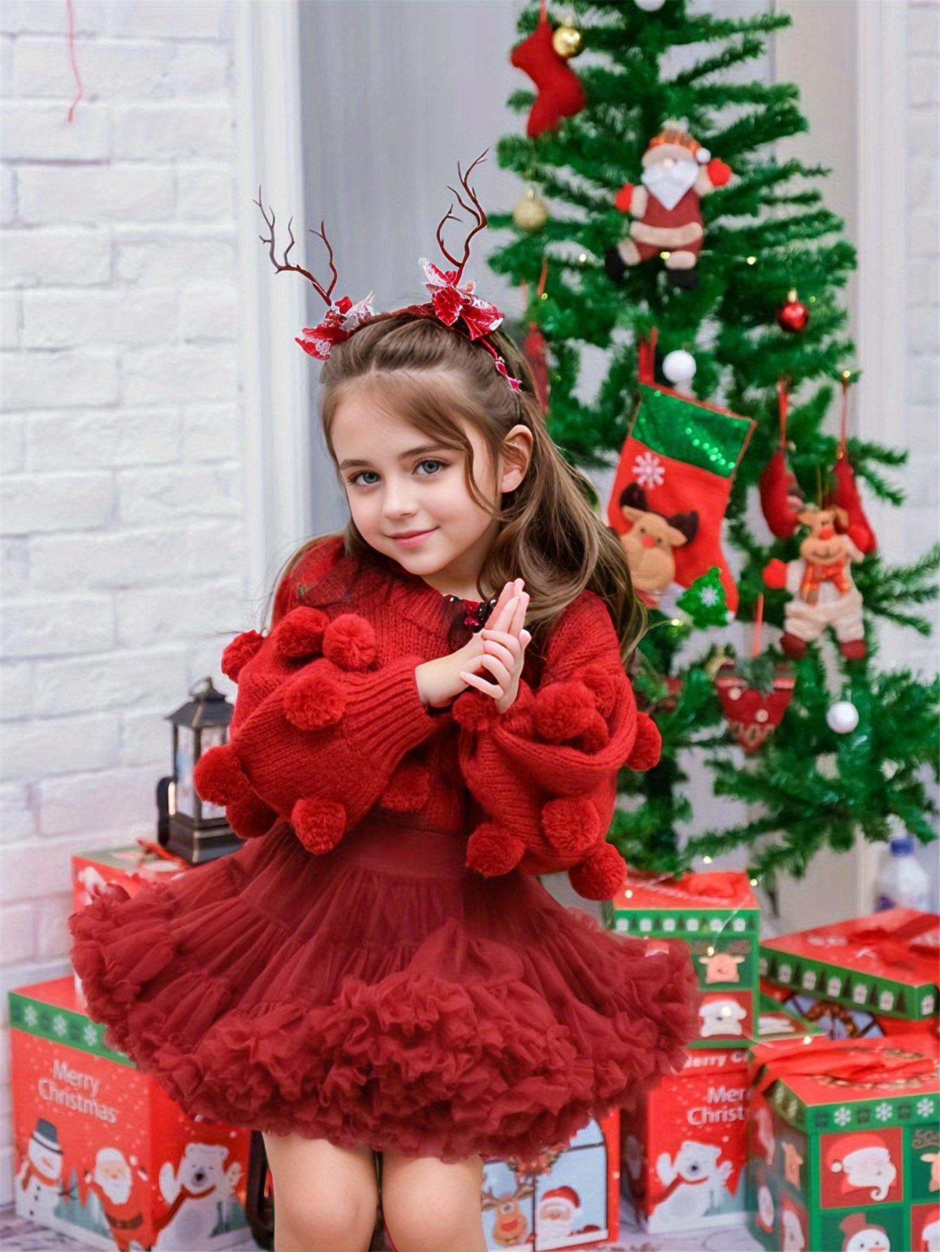 Girls' Burgundy Tutu Ballet Skirt with Wide Waist Belt - Puffy A-Line Princess Dress, Short Party Skirt for Christmas Nutcracker, Recitals & Photo Shoots - Machine Washable Dance  for &