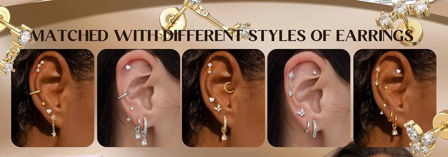 Viral Hypoallergenic Flat Back Earrings Surgical Stainless Steel Gold Silver Earring Stacks for Sensitive Ears Women Trendy Gift