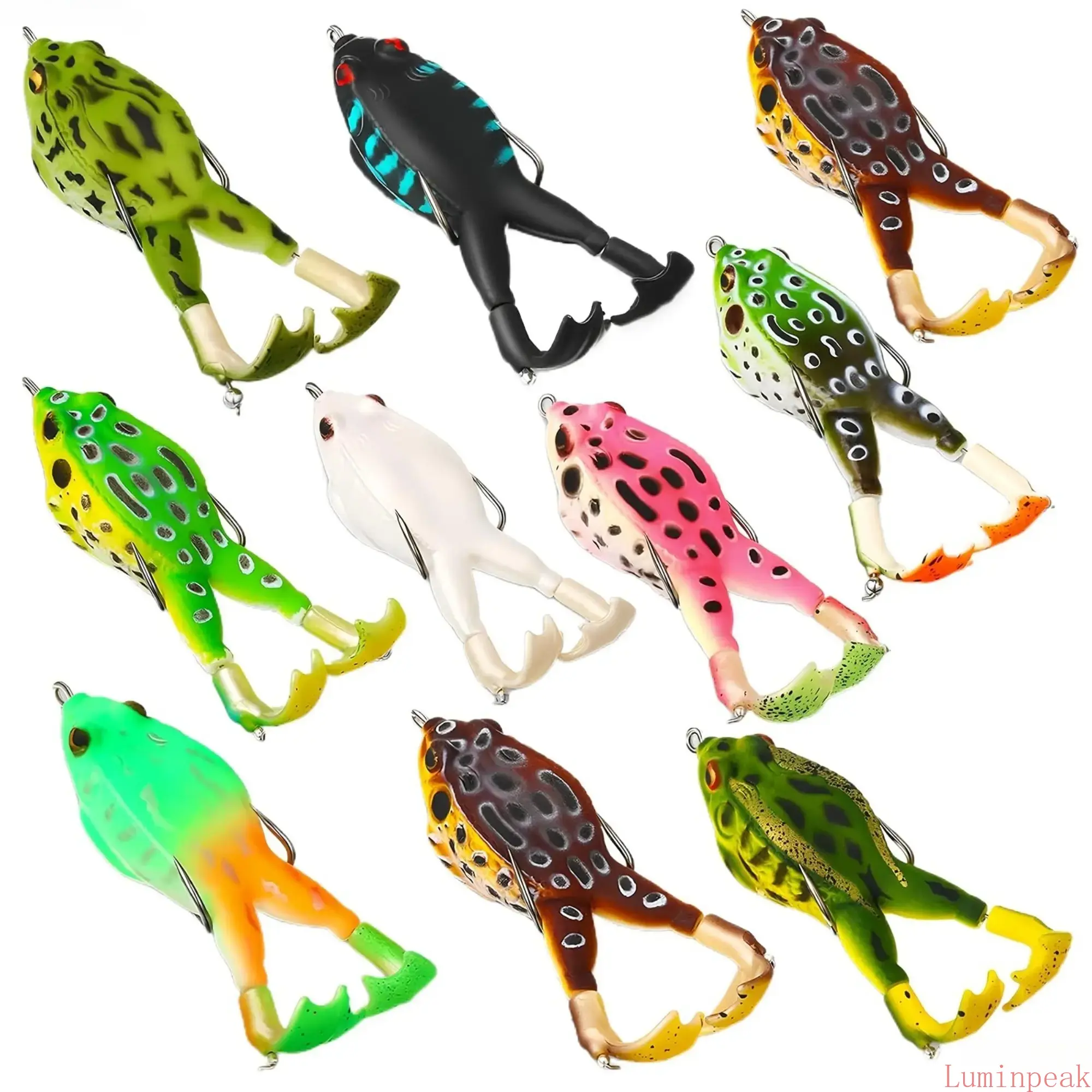 2026 New 3-10Pack Vibrant Topwater Frog Fishing Lures - Silicone Floating Bait with Double Propeller Legs, Lead-Free, 3.5in/13g Multi-Jointed Realistic Tackle for Bass, Snakehead