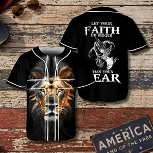 Lion Jesus Let Your Faith Be Bigger Than Your Fear Baseball Jersey, Lion Jesus Shirt Men Women #   TikTokMadeMeBuyIt #   TikTokShop #   Jesus #   Baseball Jersey