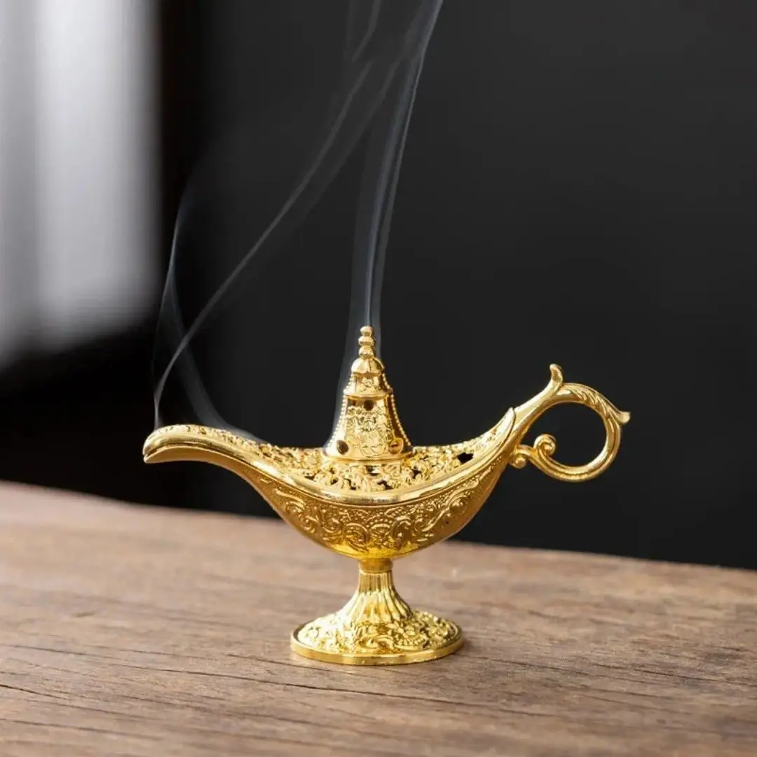 Vintage Aladdin Incense Burner with Magic Lamp Stove, Bakhoor Burner, Optional Cloud Shaped Fragrant Tablets, Home Interior Decoration, Home Fragrance, Room Fragrance