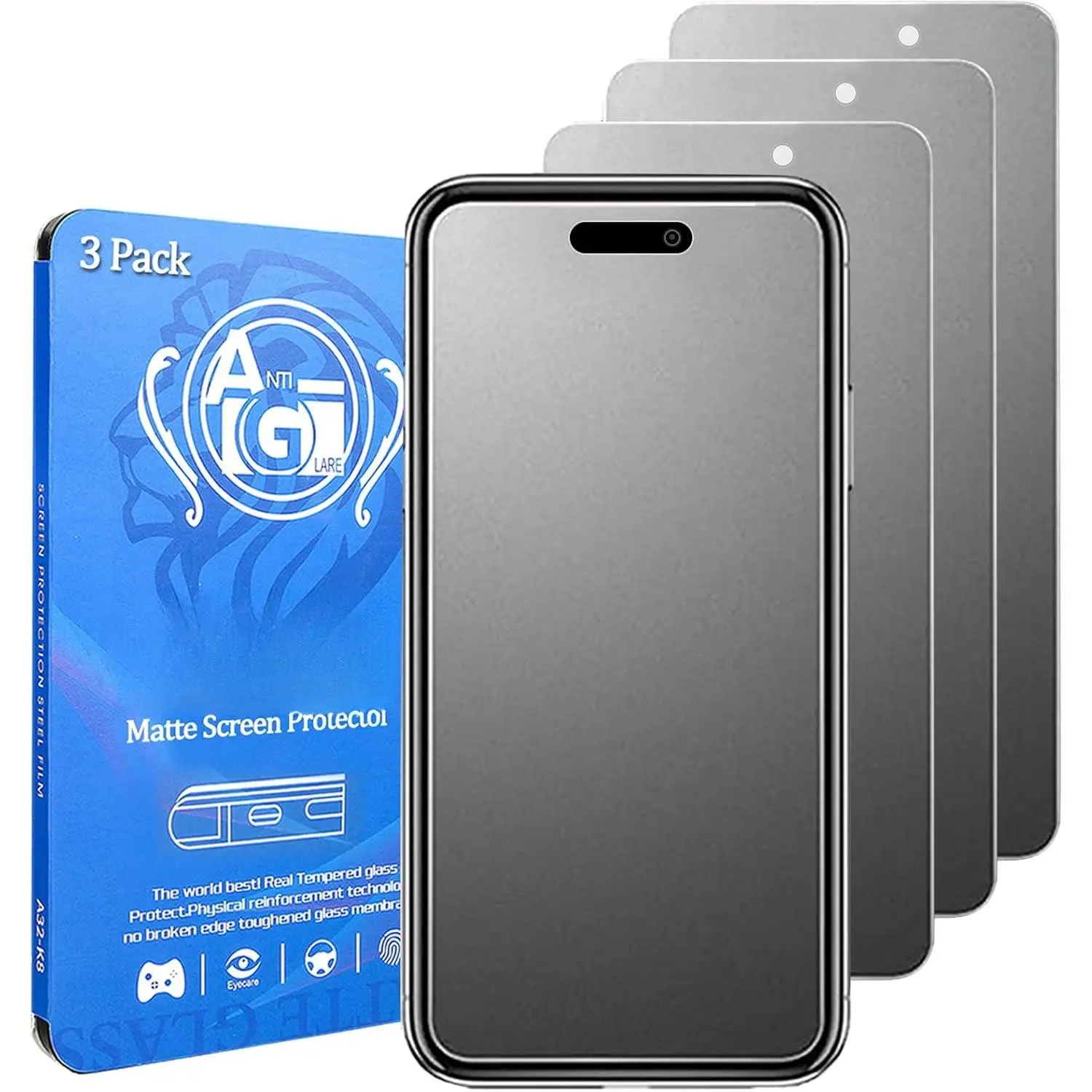 3 Pack Matte Tempered Glass for  15 / 15 Pro Matte Screen Protector | Anti-Glare Anti-Fingerprint Anti-Scratch Case Friendly Bubble Free for   15/15Pro, 6.1”