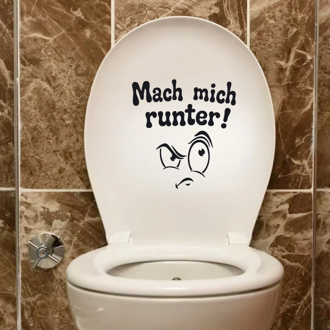 1Sheet German Deutsch Funny Reminder Decoration Mach Mich Runter Toilet Seat Decal Sticker for Bathroom Black