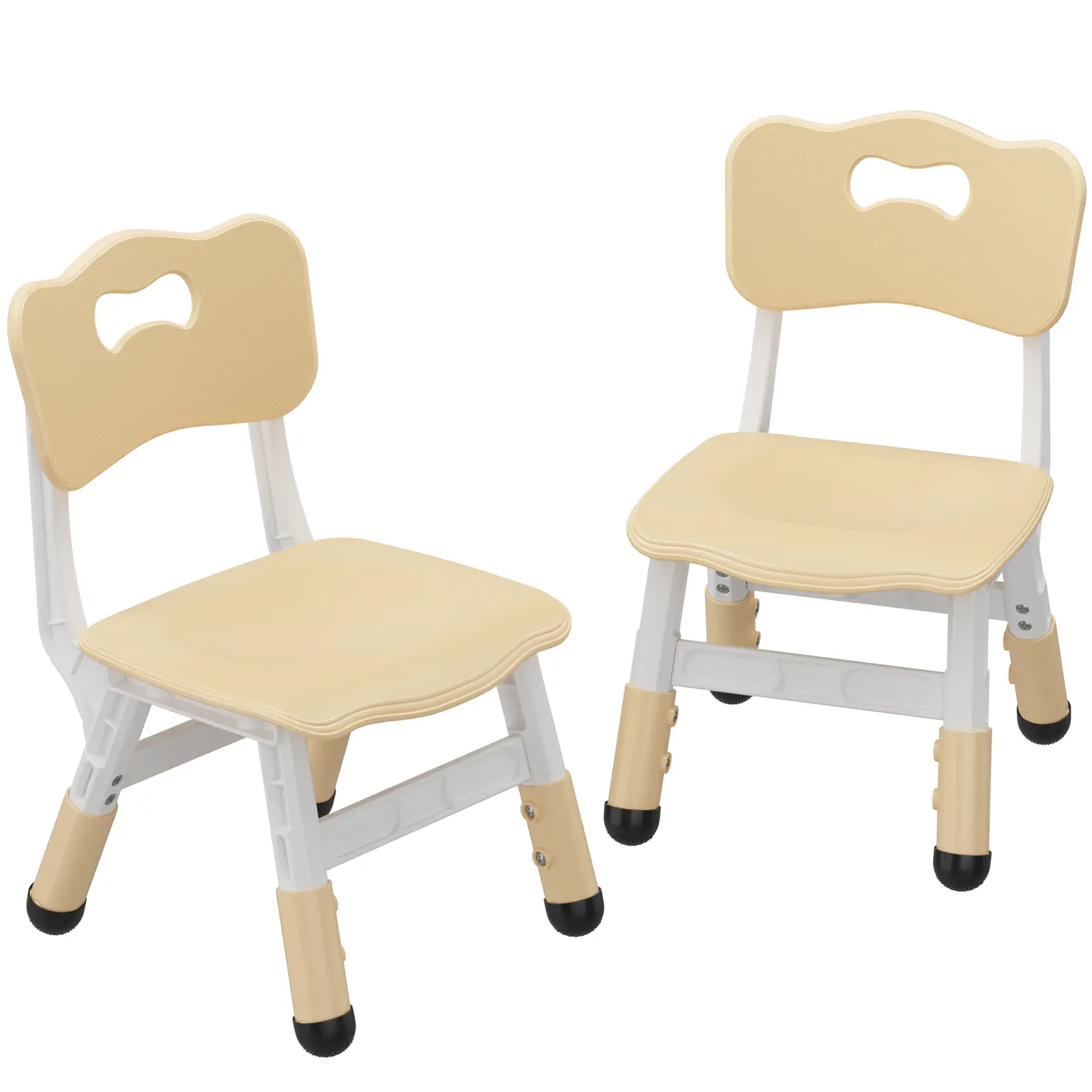 2 Pack Height Adjustable Kids Chairs, 3 Position 27/29/31cm Ergonomic Toddler Seat with Curved Backrest, CPC CE Certified Non Slip PP Plastic, Stackable Waterproof Stain Resistant Children Study Dining Chair with Carry Handle