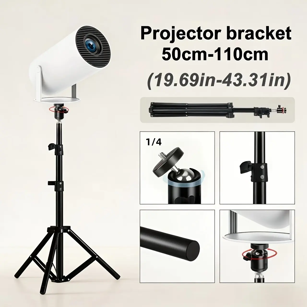 Universal Projector Stand for Yg300, Yg200, M24, Adjustable Height 50-110cm, 360° Rotation, Corrosion Resistant, Shockproof Material