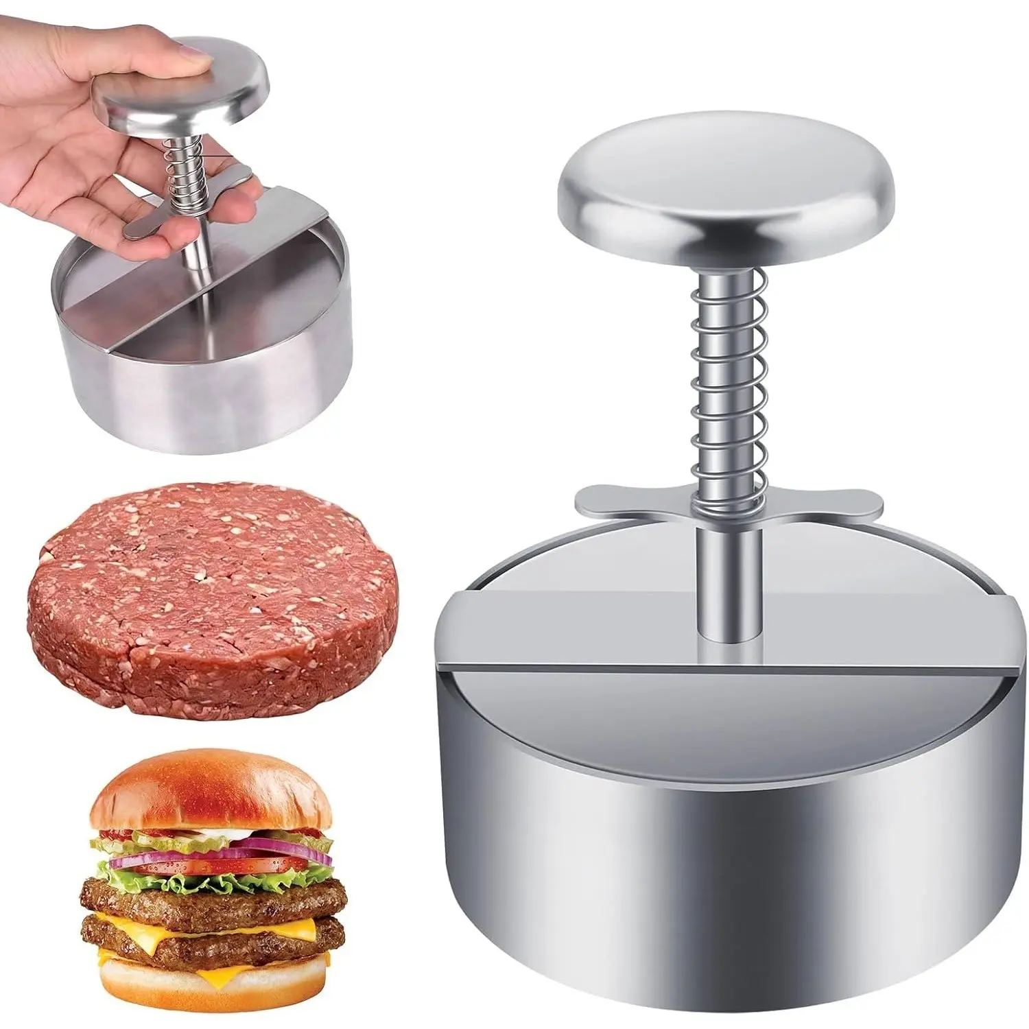 Stainless Steel Manual Burger Patty Press, Home Meat Mold, Beef and Pork Patty Shaping Tool, Kitchen Cooking Essential
