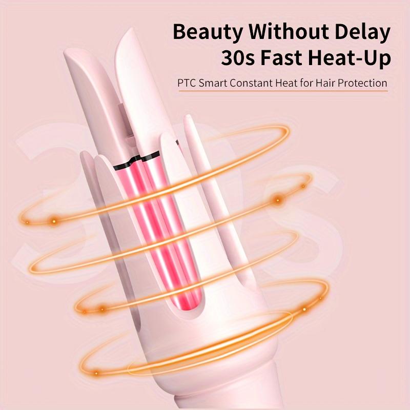 Newme Professional Styling Made Easy: 1.25 inch (32mm) Professional Automatic Rotating Curling Iron with Tourmaline, Fast Heating, Dual Voltage, and Smart Sensor - Perfect for Comfortable and Safe Hair Styling, Exclusive Gift, Pink Curler
