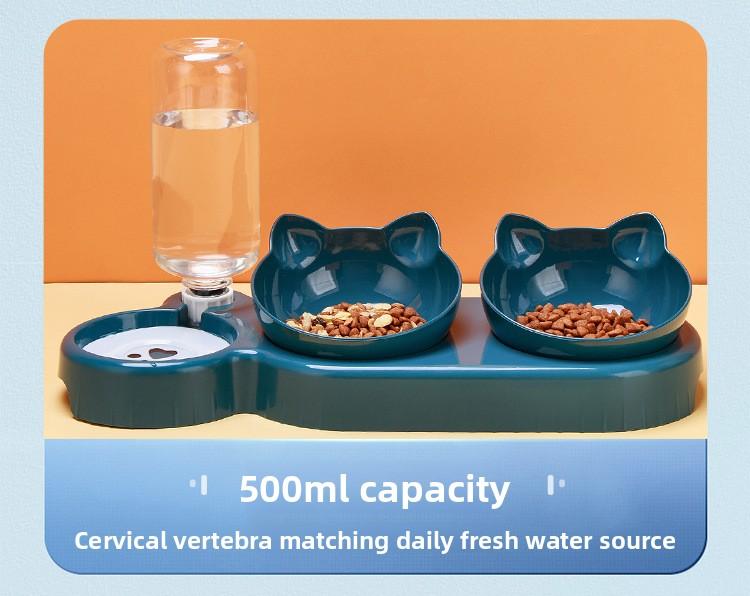 Tilted Cat Dog Double Bowls Neck Protection Anti-Spill Food Water Feeder Anti-Slip Cat Bowl for Cats Dogs Rechargeable Livestock Prod with Flexible Shaft pet stuff pepper spray dog bugs detector reverse slow feeder shaped harness silicone raised food bowl