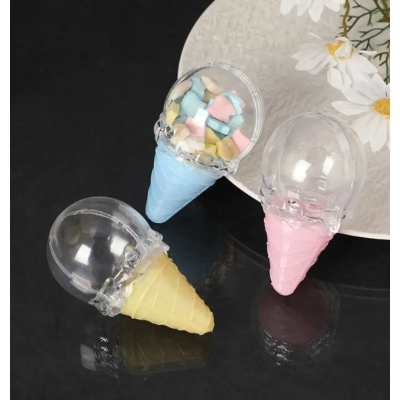 16pcs Ice Cream-Shaped Plastic Candy Containers Suitable for, Ice Pop Holders & Party Favor Boxes, Cute Ice Cream Storage Boxes for Weddings, Birthdays, Summer Treats, Candy Holders for or Commercial Use