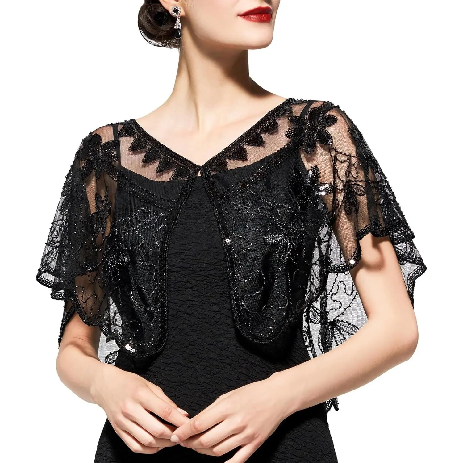 Women's 1920s Shawl Wraps,Sequin Flapper Evening Shawls for women  Accessories for Harlem Night