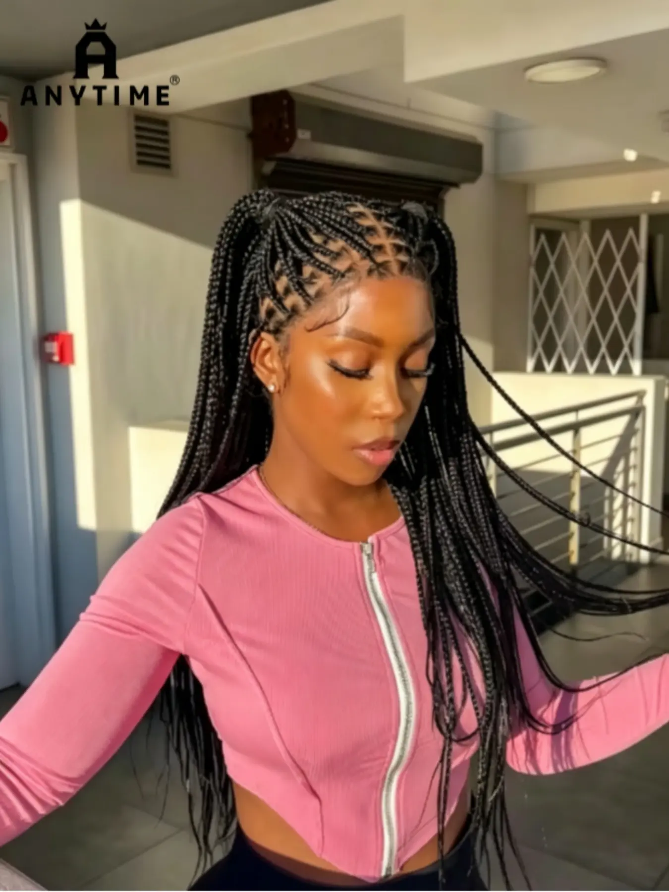36inch Synthetic Long Box Braided Wig, Full Lace Straight Cornrow Braiding Wig, Knotless Cornrow Braid Wig with Baby Hair, Synthetic Braids, Bohemian Box Braid, All Seasons